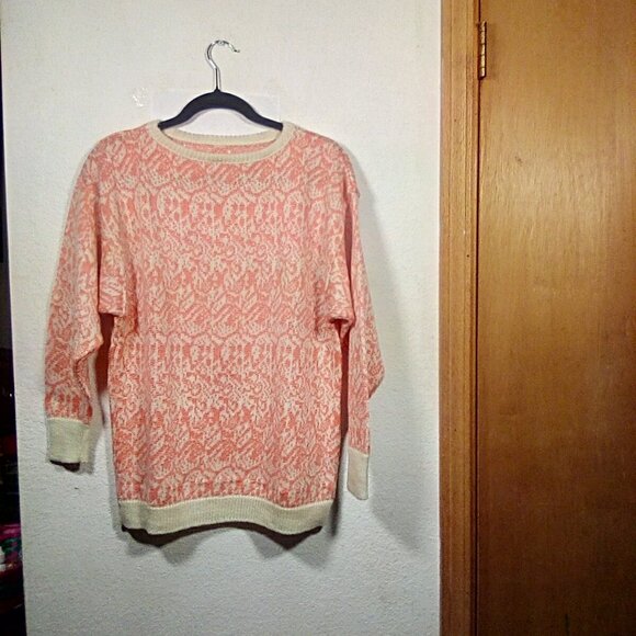 Vintage 90s Streetwear Womens Pastel Orange Longsleeve Knit Sweater Size: M-L - Picture 9 of 13